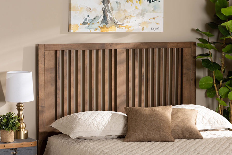 Baxton Studio Harena Modern and Contemporary Transitional Ash Walnut Finished Wood Full Size Headboard | Headboards | Modishstore - 2