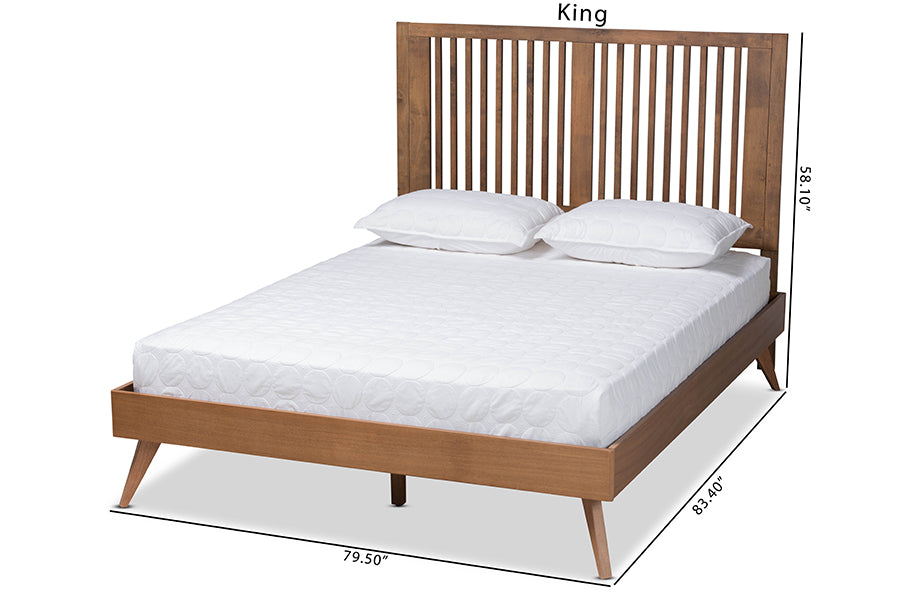 Baxton Studio Takeo Mid-Century Modern Transitional Ash Walnut Finished Wood Queen Size Platform Bed | Beds | Modishstore - 6