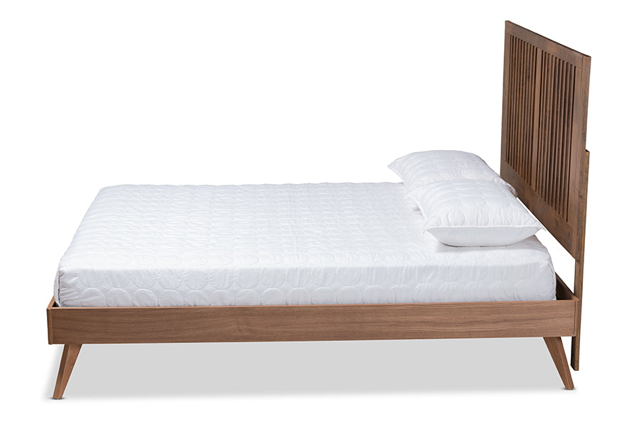 Baxton Studio Takeo Mid-Century Modern Transitional Ash Walnut Finished Wood King Size Platform Bed | Beds | Modishstore - 3