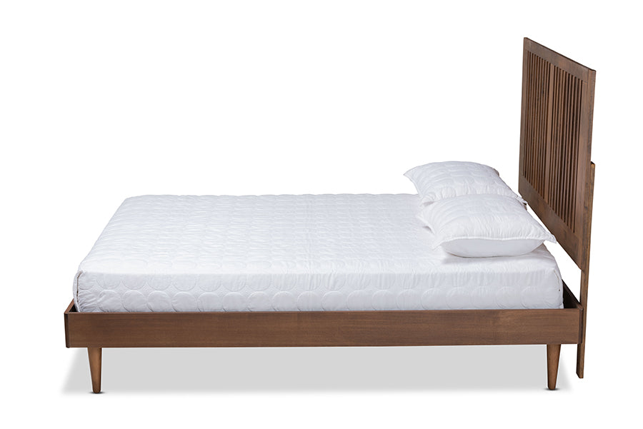 Baxton Studio Kioshi Mid-Century Modern Transitional Ash Walnut Finished Wood Full Size Platform Bed | Beds | Modishstore - 3