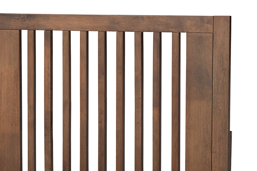Baxton Studio Kioshi Mid-Century Modern Transitional Ash Walnut Finished Wood Full Size Platform Bed | Beds | Modishstore - 5