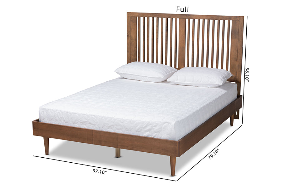 Baxton Studio Kioshi Mid-Century Modern Transitional Ash Walnut Finished Wood Full Size Platform Bed | Beds | Modishstore - 6