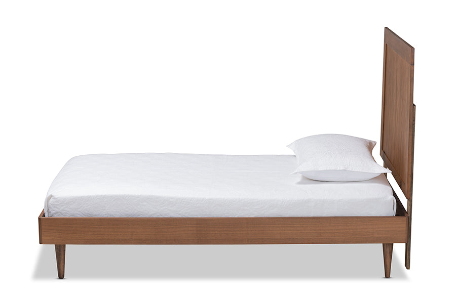 Baxton Studio Nicola Mid-Century Modern Transitional Ash Walnut Finished Wood Twin Size Platform Bed | Beds | Modishstore - 3