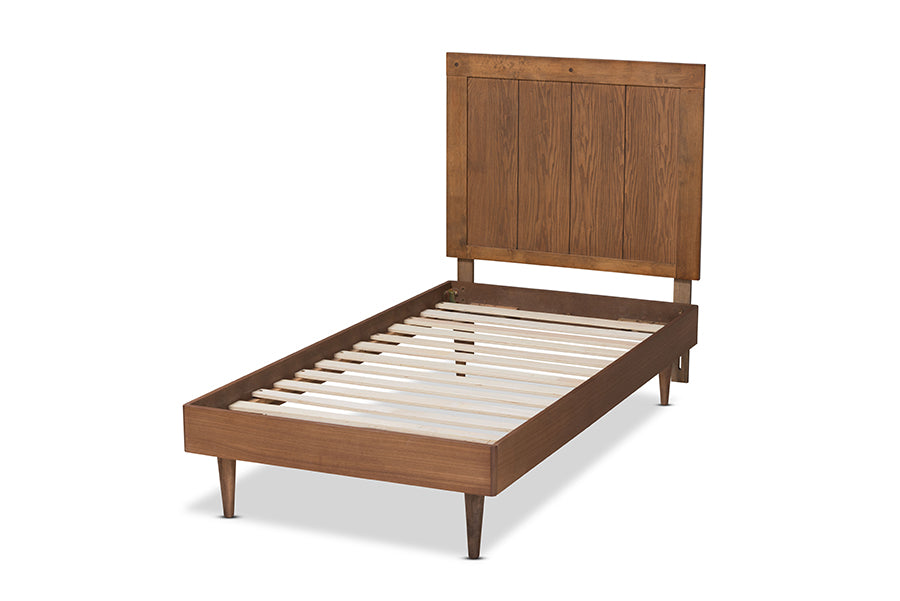Baxton Studio Nicola Mid-Century Modern Transitional Ash Walnut Finished Wood Twin Size Platform Bed | Beds | Modishstore - 7