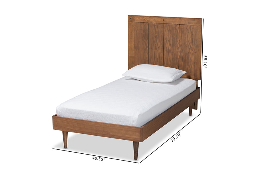 Baxton Studio Nicola Mid-Century Modern Transitional Ash Walnut Finished Wood Twin Size Platform Bed | Beds | Modishstore - 6