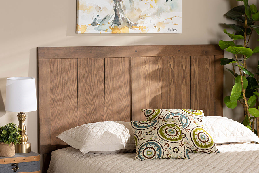 Baxton Studio Patwin Modern and Contemporary Transitional Ash Walnut Finished Wood King Size Headboard | Headboards | Modishstore - 2