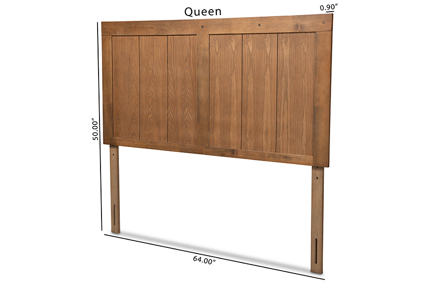Baxton Studio Patwin Modern and Contemporary Transitional Ash Walnut Finished Wood Queen Size Headboard | Headboards | Modishstore - 5