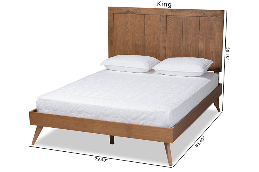 Baxton Studio Amira Mid-Century Modern Transitional Ash Walnut Finished Wood King Size Platform Bed | Beds | Modishstore - 6