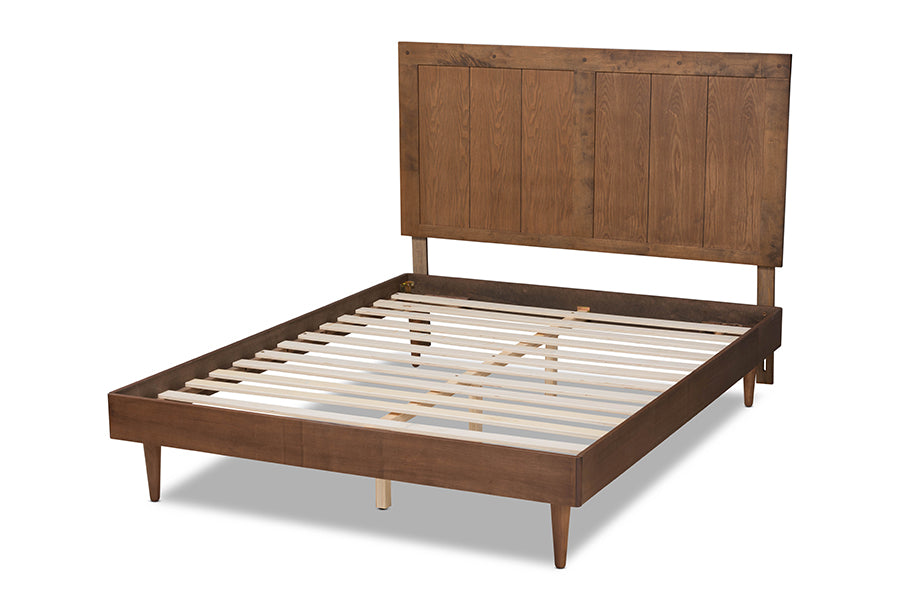 Baxton Studio Nicola Mid-Century Modern Transitional Ash Walnut Finished Wood Full Size Platform Bed | Beds | Modishstore - 7