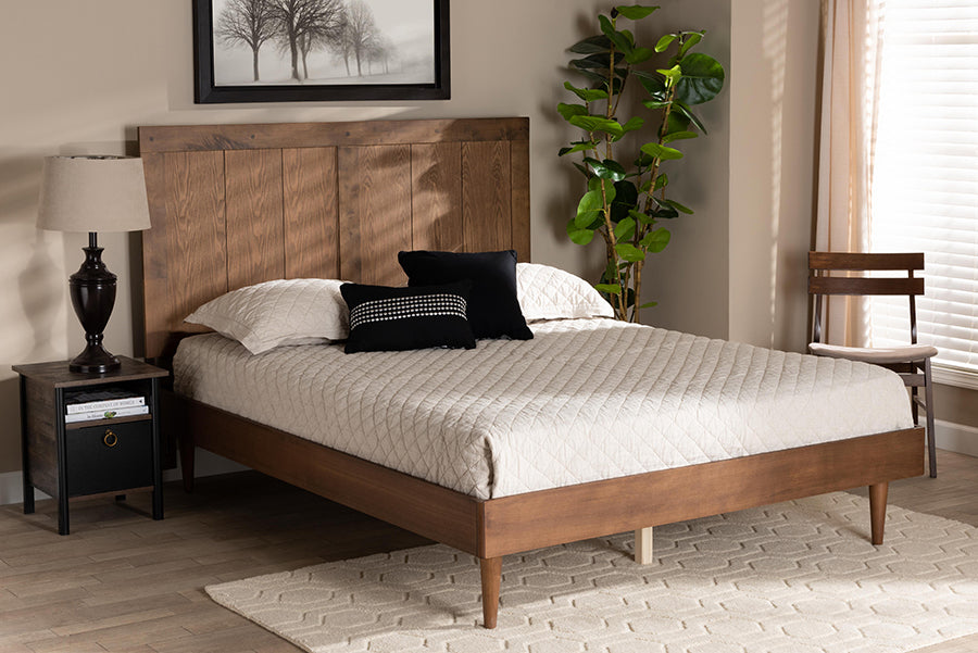 Baxton Studio Nicola Mid-Century Modern Transitional Ash Walnut Finished Wood Full Size Platform Bed | Beds | Modishstore - 2