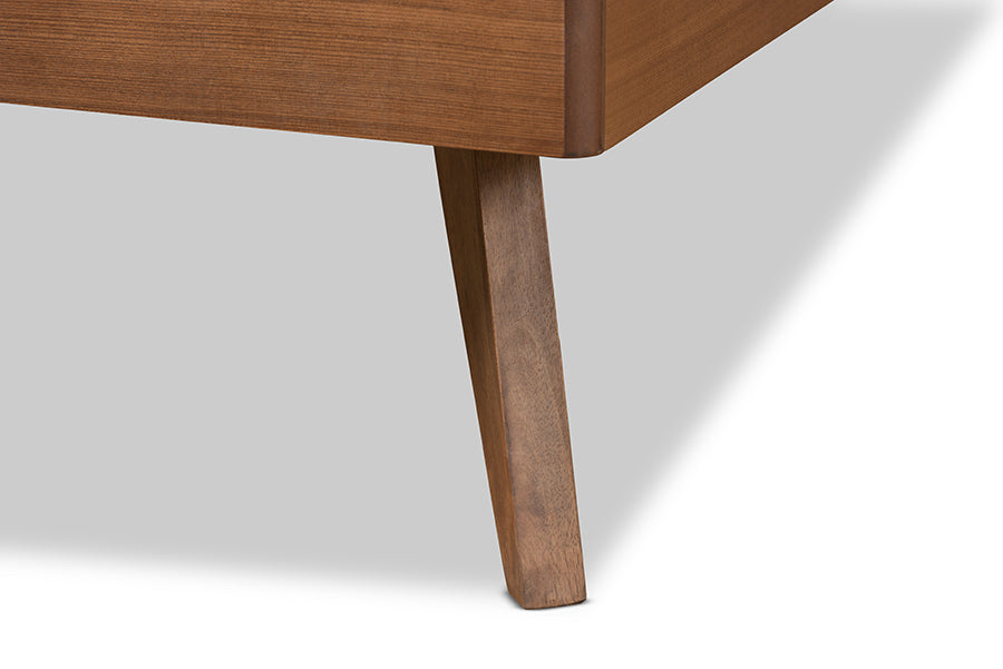 Baxton Studio Jiro Mid-Century Modern Walnut Brown Finished Wood Twin Size Platform Bed | Beds | Modishstore - 4