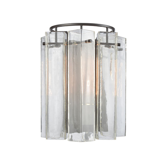 Cubic Glass 1-Light Sconce in Oil Rubbed Bronze with Clear Glass Square Tubes ELK Lighting | Sconces | Modishstore