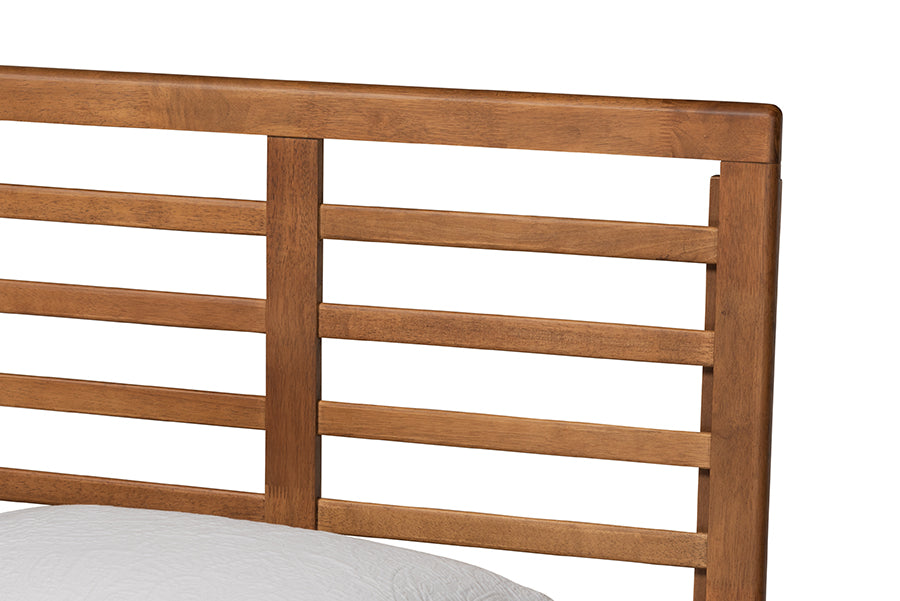 Baxton Studio Delia Mid-Century Modern Walnut Brown Finished Wood Twin Size Platform Bed | Beds | Modishstore - 4