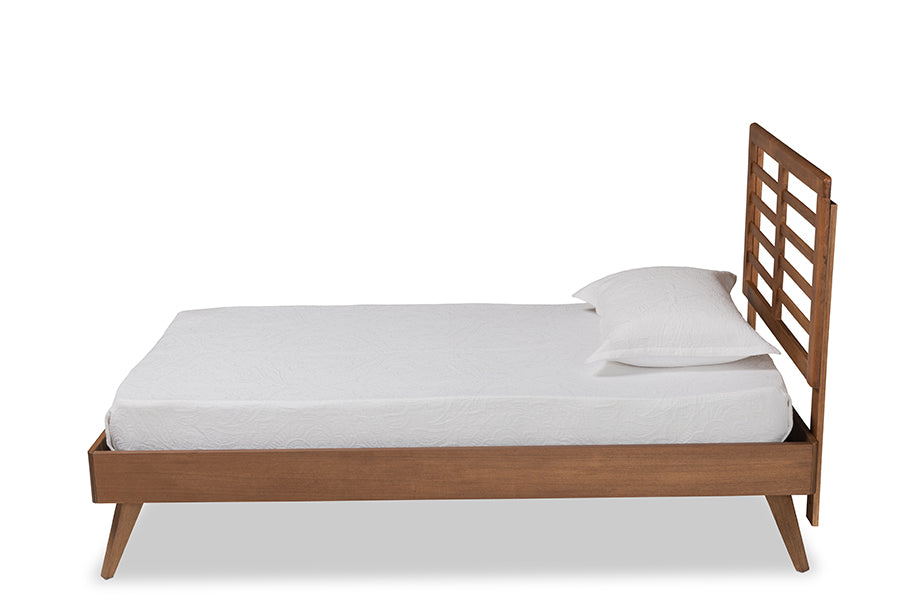 Baxton Studio Eris Mid-Century Modern Walnut Brown Finished Wood Twin Size Platform Bed | Beds | Modishstore - 7