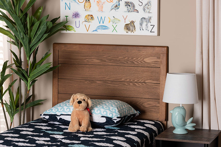 Baxton Studio Seren Mid-Century Modern Walnut Brown Finished Wood Twin Size Headboard | Headboards | Modishstore - 2