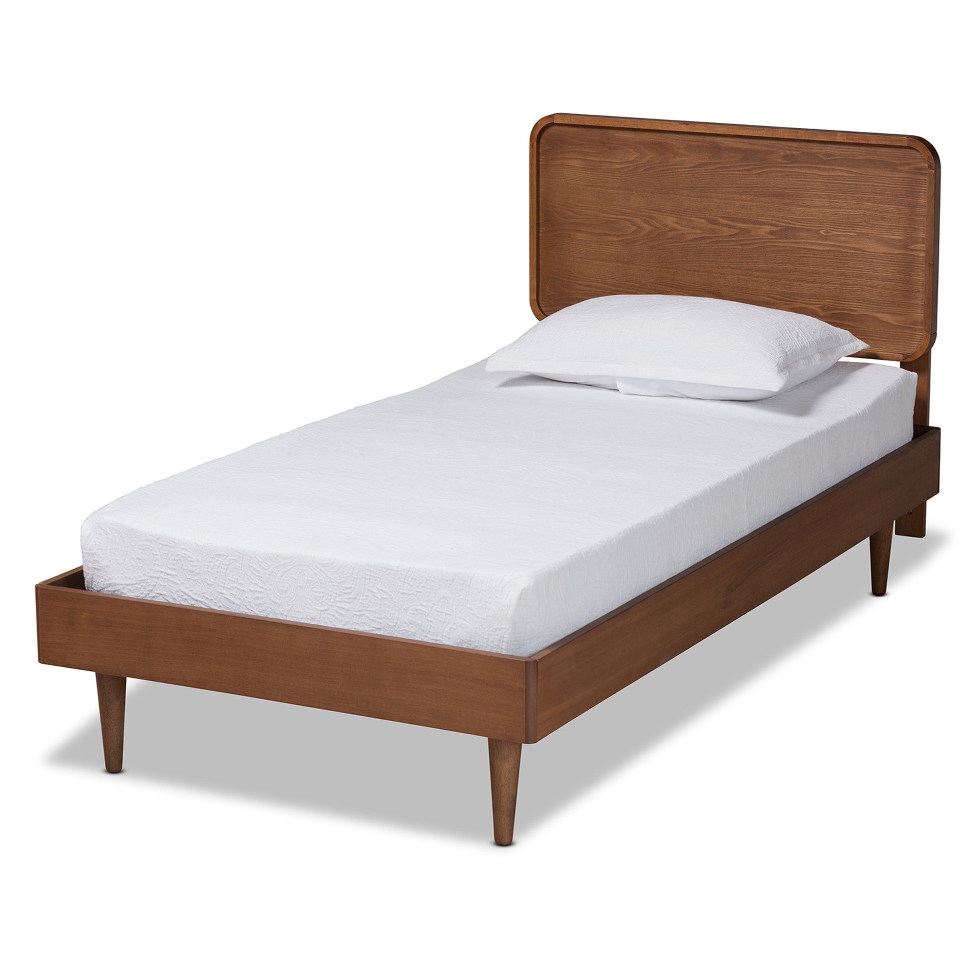 Baxton Studio Gisa Mid-Century Modern Transitional Walnut Brown Finished Wood Twin Size Platform Bed | Beds | Modishstore - 2