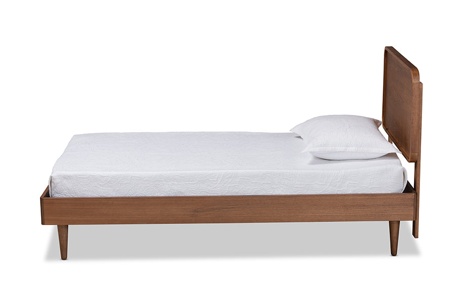 Baxton Studio Gisa Mid-Century Modern Transitional Walnut Brown Finished Wood Twin Size Platform Bed | Beds | Modishstore - 3
