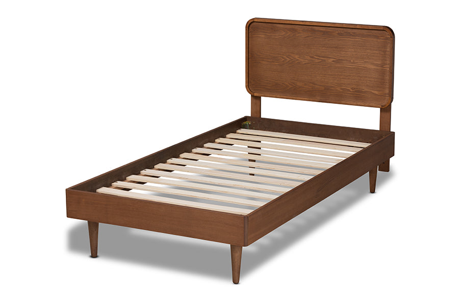 Baxton Studio Gisa Mid-Century Modern Transitional Walnut Brown Finished Wood Twin Size Platform Bed | Beds | Modishstore - 7
