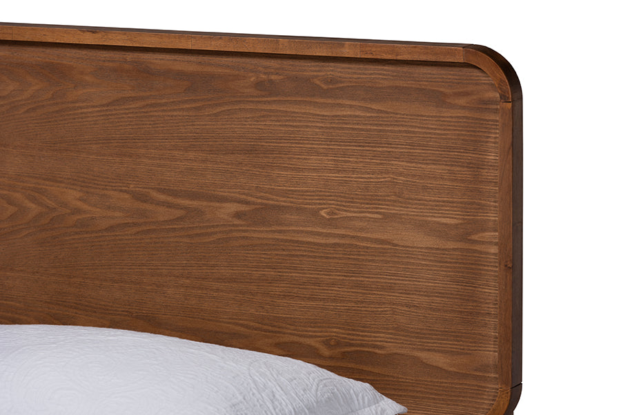 Baxton Studio Gisa Mid-Century Modern Transitional Walnut Brown Finished Wood Twin Size Platform Bed | Beds | Modishstore - 5