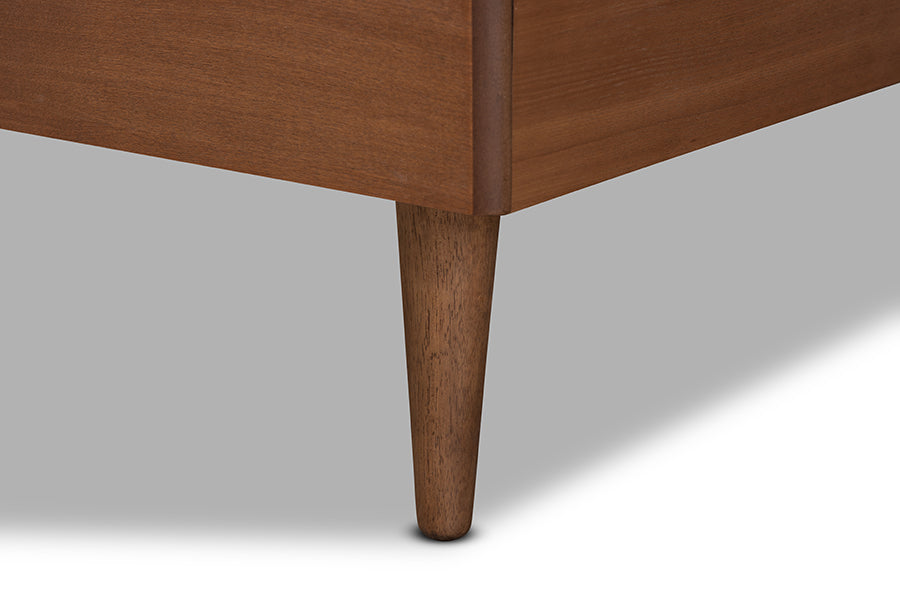 Baxton Studio Gisa Mid-Century Modern Transitional Walnut Brown Finished Wood Twin Size Platform Bed | Beds | Modishstore - 4