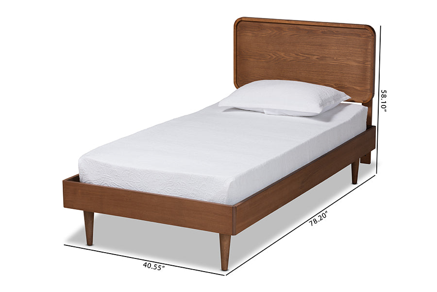 Baxton Studio Gisa Mid-Century Modern Transitional Walnut Brown Finished Wood Twin Size Platform Bed | Beds | Modishstore - 6