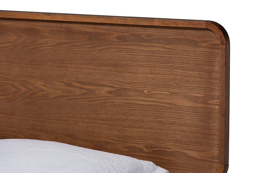 Baxton Studio Leola Mid-Century Modern Transitional Walnut Brown Finished Wood Twin Size Platform Bed | Beds | Modishstore - 5