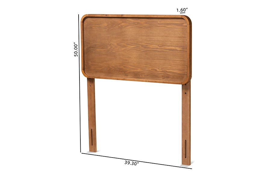 Baxton Studio Mailene Mid-Century Modern Walnut Brown Finished Wood Twin Size Headboard | Headboards | Modishstore - 5