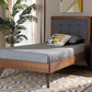 Baxton Studio Alida Mid-Century Modern Dark Grey Fabric Upholstered and Walnut Brown Finished Wood Twin Size Platform Bed | Beds | Modishstore