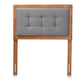baxton studio sarine mid century modern dark grey fabric upholstered and walnut brown finished wood twin size headboard | Modish Furniture Store-3