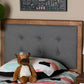 Baxton Studio Sarine Mid-Century Modern Dark Grey Fabric Upholstered and Walnut Brown Finished Wood Twin Size Headboard | Modishstore | Headboards
