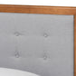 Baxton Studio Greta Mid-Century Modern Light Grey Fabric Upholstered and Walnut Brown Finished Wood Twin Size Platform Bed | Beds | Modishstore - 4