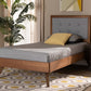 Baxton Studio Alida Mid-Century Modern Light Grey Fabric Upholstered and Walnut Brown Finished Wood Twin Size Platform Bed | Beds | Modishstore