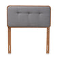 baxton studio palina mid century modern dark grey fabric upholstered and walnut brown finished wood twin size headboard | Modish Furniture Store-3
