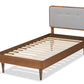 Baxton Studio Cilka Mid-Century Modern Light Grey Fabric Upholstered and Ash Walnut Finished Wood Twin Size Platform Bed | Beds | Modishstore - 3