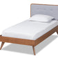 baxton studio dilara mid century modern light grey fabric upholstered and walnut brown finished wood twin size platform bed | Modish Furniture Store-2