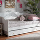 Baxton Studio Alya Classic Traditional Farmhouse White Finished Wood Full Size Daybed with Roll-Out Trundle Bed | Modishstore | Beds