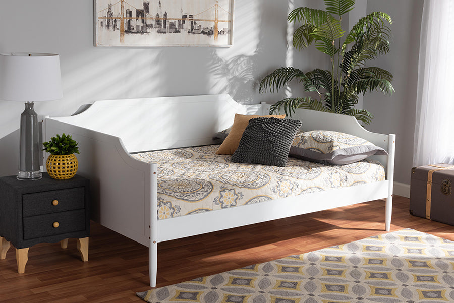 baxton studio alya classic traditional farmhouse white finished wood full size daybed | Modish Furniture Store-2
