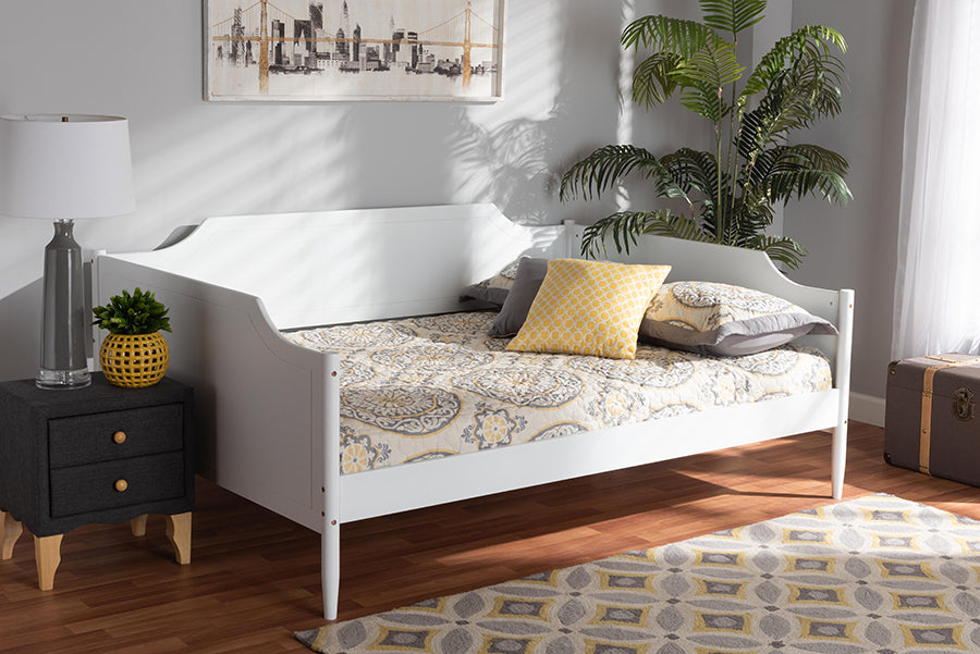 baxton studio alya classic traditional farmhouse white finished wood full size daybed | Modish Furniture Store-3