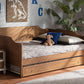 Baxton Studio Alya Classic Traditional Farmhouse Walnut Brown Finished Wood Full Size Daybed with Roll-Out Trundle Bed | Modishstore | Beds