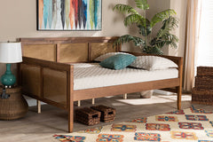 Baxton Studio Toveli Vintage French Inspired Ash Walnut Finished Wood and Synthetic Rattan Full Size Daybed