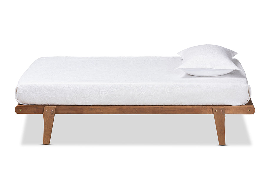 Baxton Studio Kaia Mid-Century Modern Walnut Brown Finished Wood King Size Platform Bed Frame | Beds | Modishstore - 4