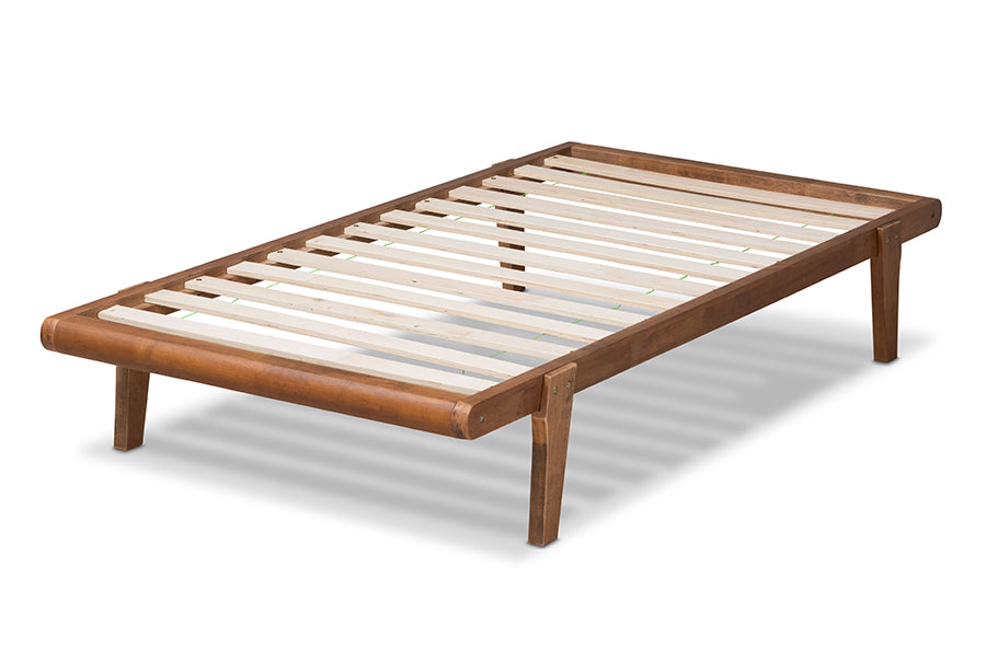 Baxton Studio Kaia Mid-Century Modern Walnut Brown Finished Wood King Size Platform Bed Frame | Beds | Modishstore - 7