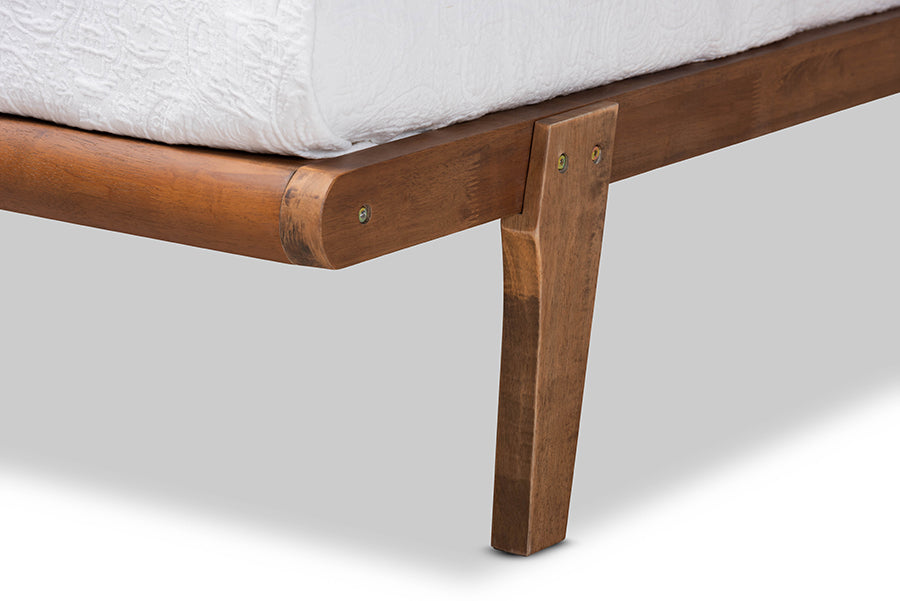 Baxton Studio Kaia Mid-Century Modern Walnut Brown Finished Wood King Size Platform Bed Frame | Beds | Modishstore - 5
