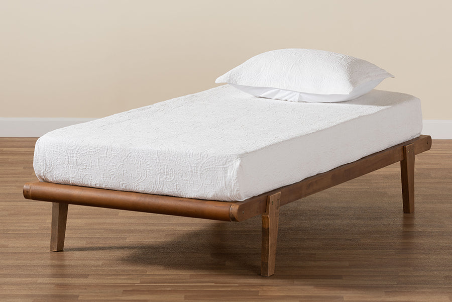 Baxton Studio Kaia Mid-Century Modern Walnut Brown Finished Wood King Size Platform Bed Frame | Beds | Modishstore - 3