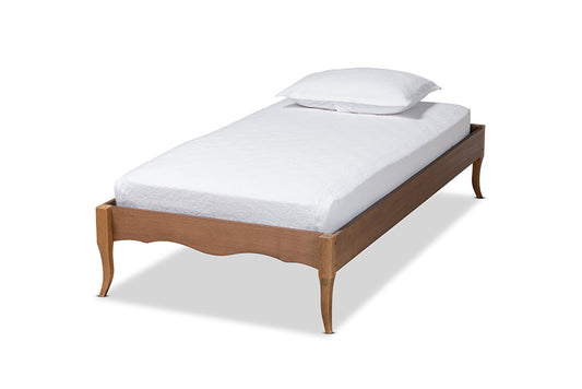 Baxton Studio Marieke Vintage French Inspired Ash Walnut Finished Wood Twin Size Platform Bed Frame | Beds | Modishstore