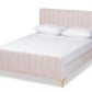 baxton studio nami modern contemporary glam and luxe light pink velvet fabric upholstered and gold finished king size platform bed | Modish Furniture Store-2