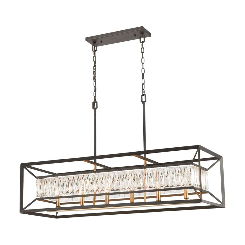 Starlight 6-Light Linear Chandelier in Charcoal with Clear Crystal ELK Lighting | Chandeliers | Modishstore