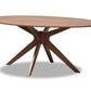 baxton studio monte mid century modern walnut brown finished wood 71 inch oval dining table | Modish Furniture Store-2