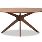 baxton studio monte mid century modern walnut brown finished wood 71 inch oval dining table | Modish Furniture Store-3