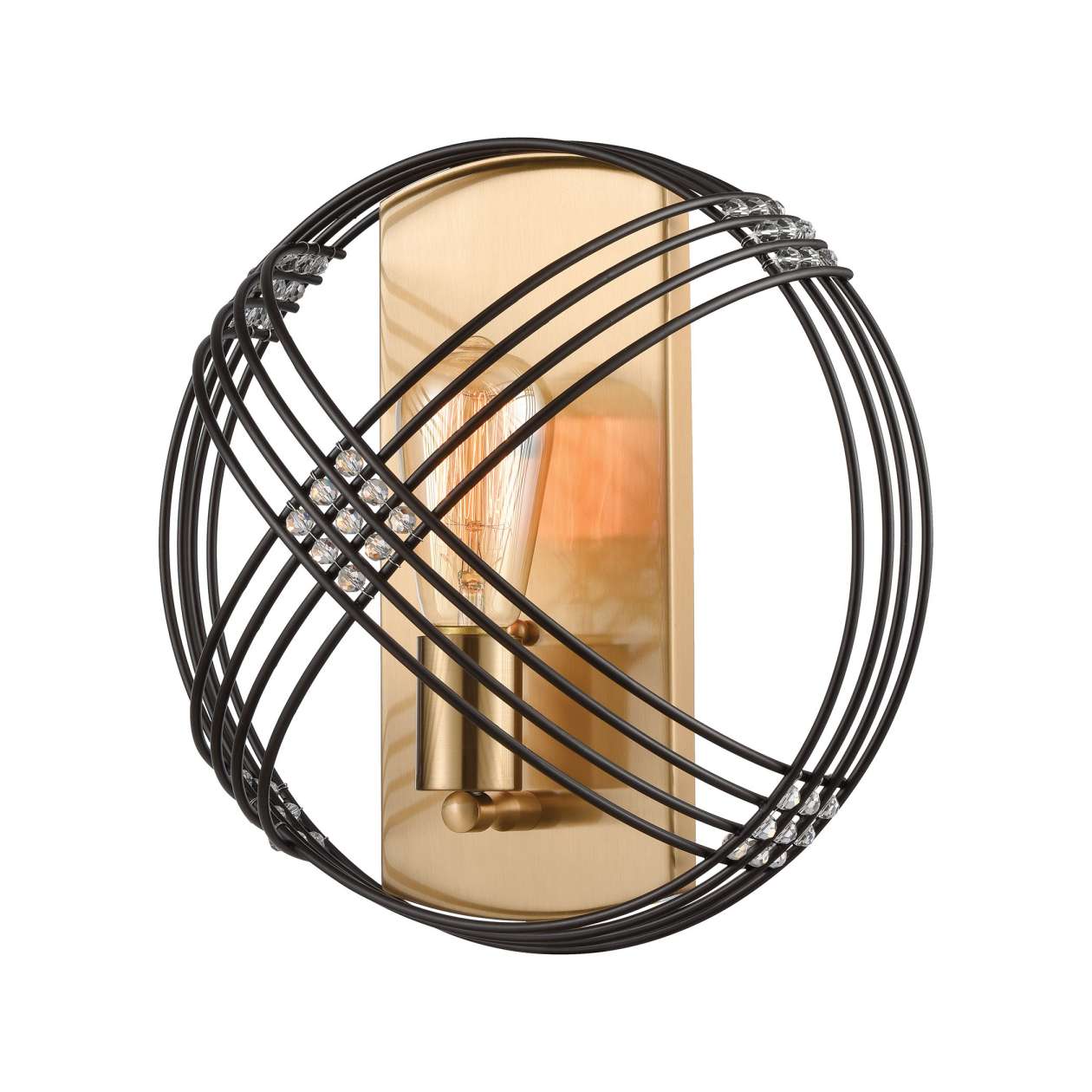 Concentric 1-Light Sconce in Oil Rubbed Bronze with Clear Crystal Beads ELK Lighting | Sconces | Modishstore
